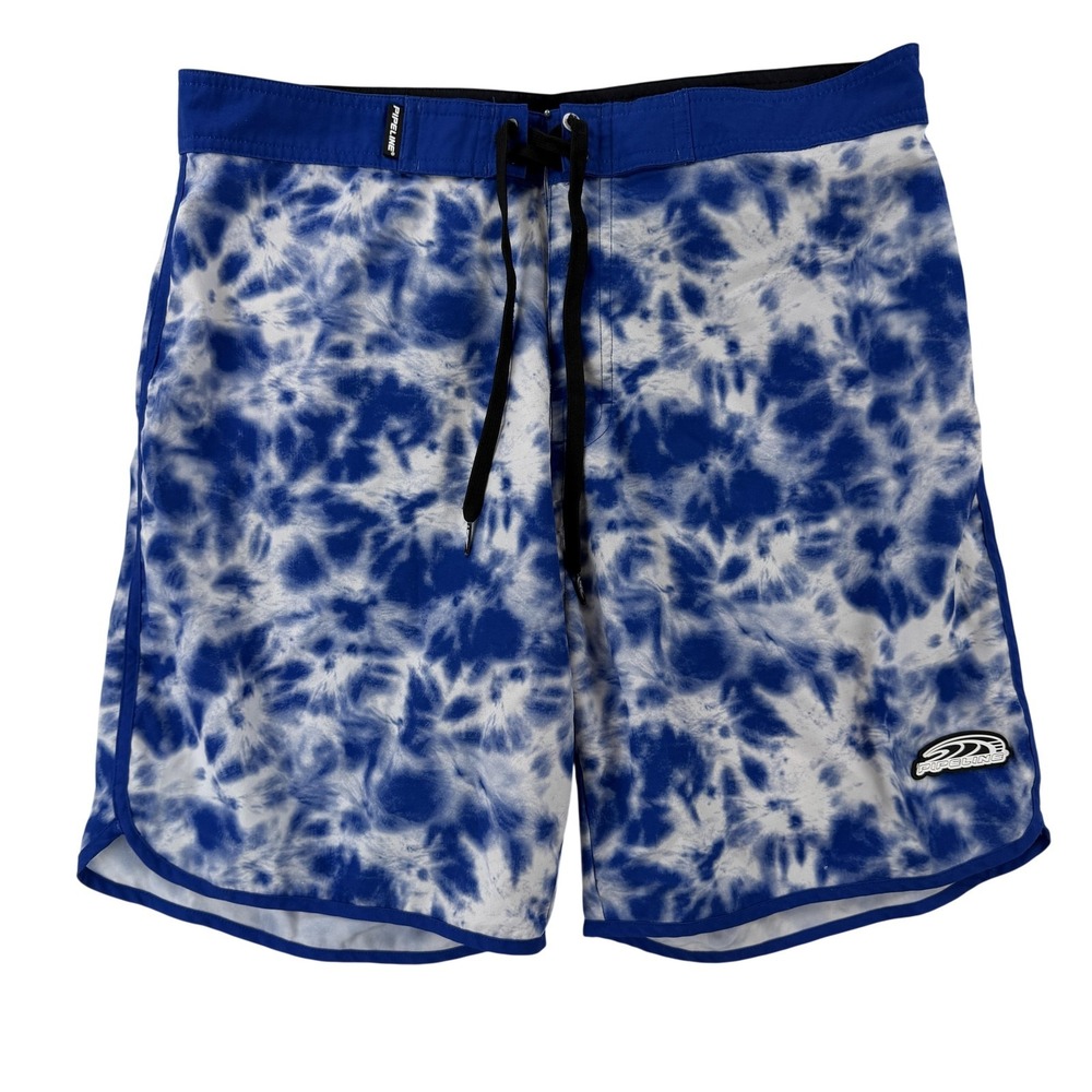 Pipeline Board Shorts Mens‎ 36 Blue Tie Dye Swim Trunks Stretch Quick Dry Beach
